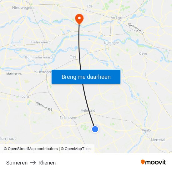 Someren to Rhenen map