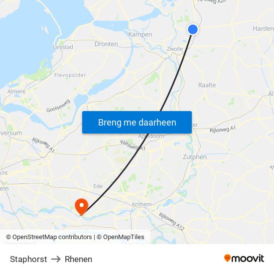 Staphorst to Rhenen map