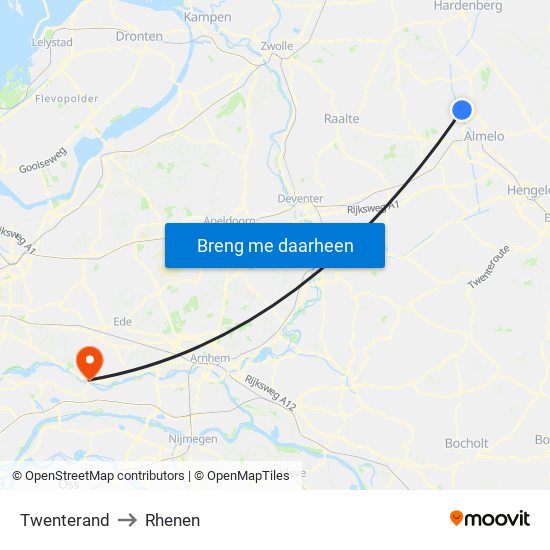 Twenterand to Rhenen map