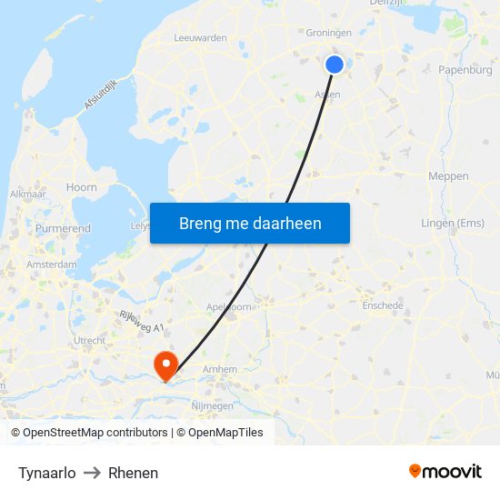 Tynaarlo to Rhenen map