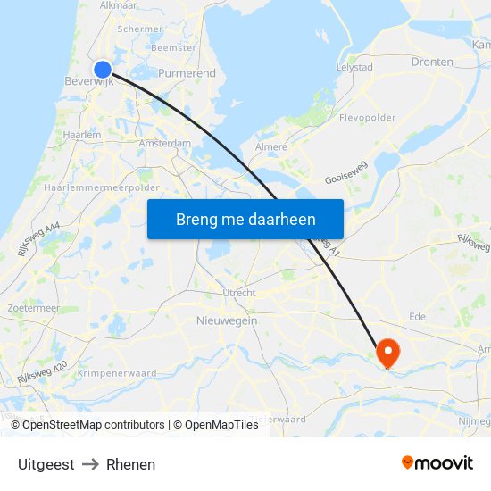 Uitgeest to Rhenen map