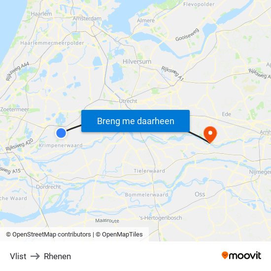 Vlist to Rhenen map