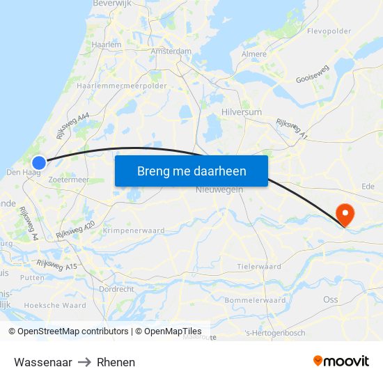 Wassenaar to Rhenen map
