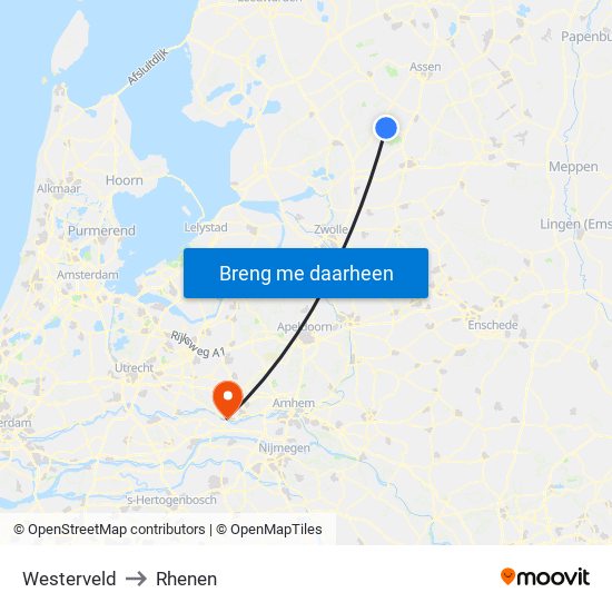 Westerveld to Rhenen map