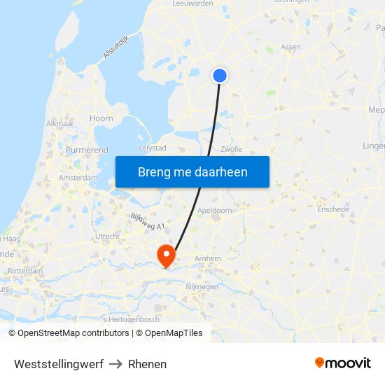 Weststellingwerf to Rhenen map