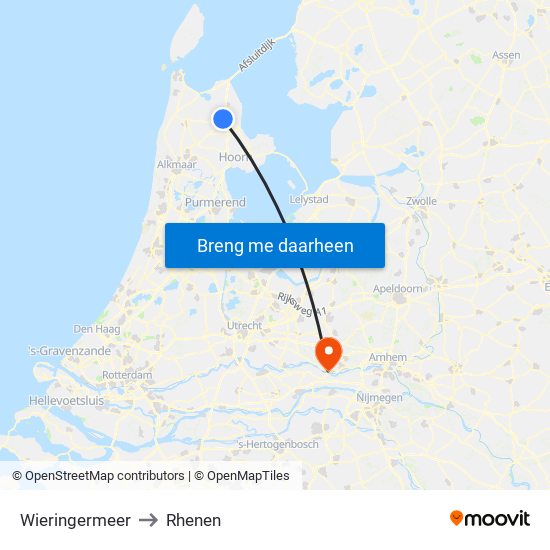 Wieringermeer to Rhenen map