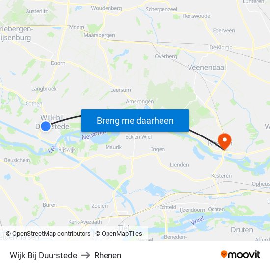 Wijk Bij Duurstede to Rhenen map