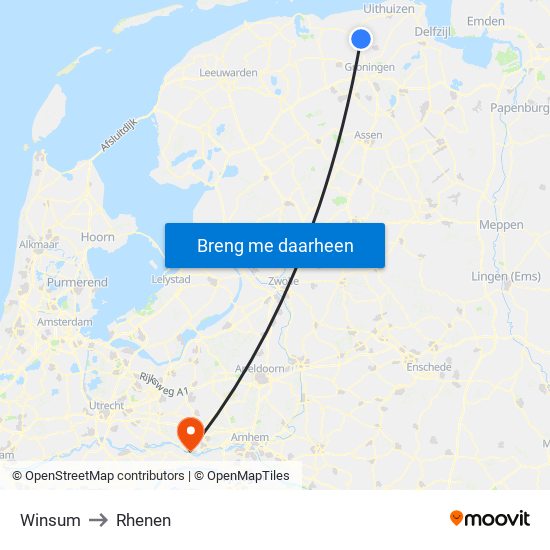 Winsum to Rhenen map