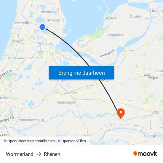 Wormerland to Rhenen map