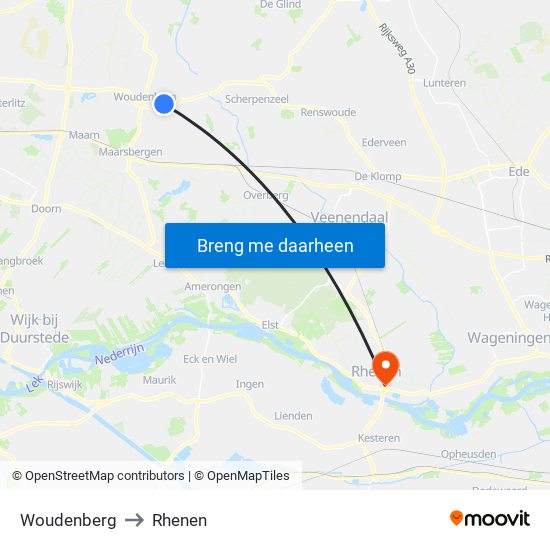 Woudenberg to Rhenen map