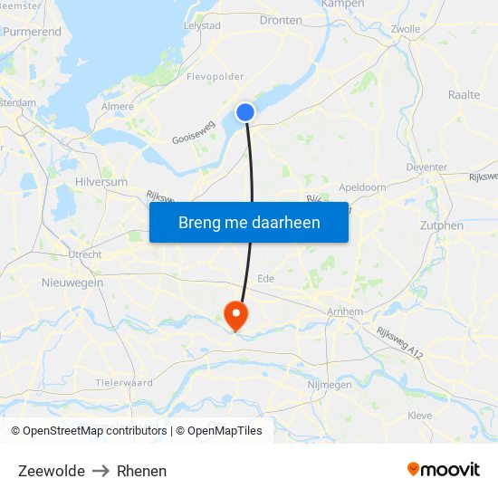 Zeewolde to Rhenen map