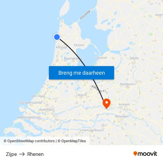 Zijpe to Rhenen map