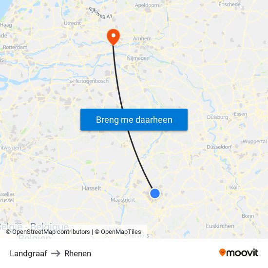Landgraaf to Rhenen map