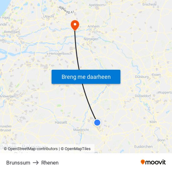Brunssum to Rhenen map