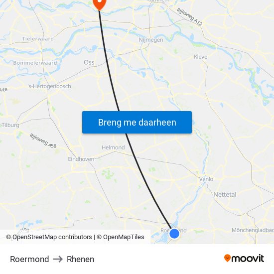 Roermond to Rhenen map