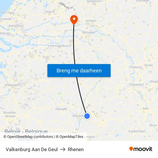 Valkenburg Aan De Geul to Rhenen map