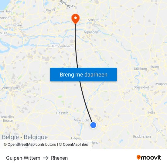 Gulpen-Wittem to Rhenen map