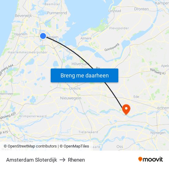 Amsterdam Sloterdijk to Rhenen map