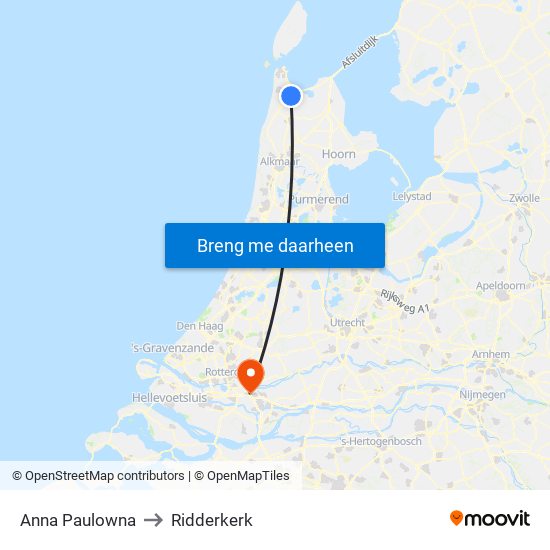 Anna Paulowna to Ridderkerk map