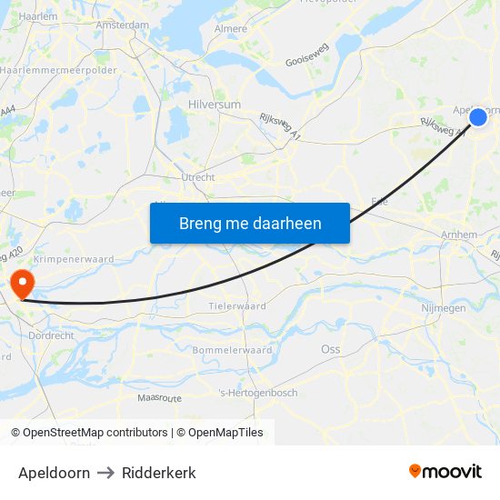 Apeldoorn to Ridderkerk map