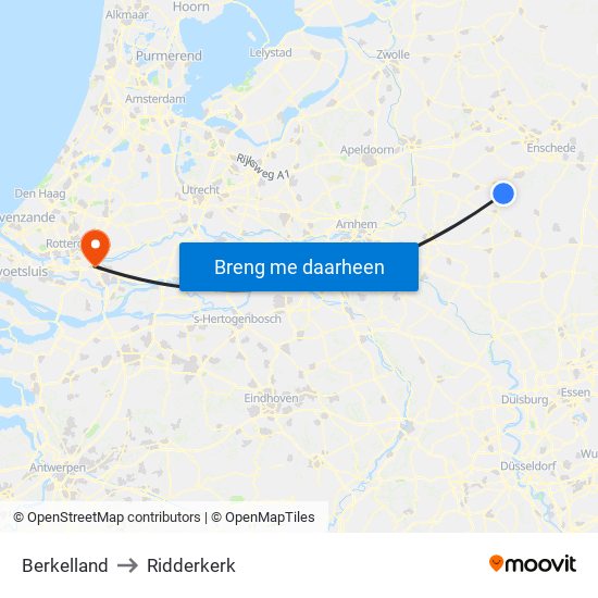 Berkelland to Ridderkerk map