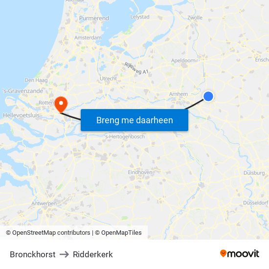 Bronckhorst to Ridderkerk map