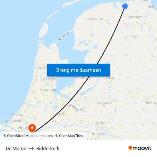 De Marne to Ridderkerk map