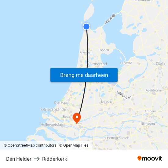 Den Helder to Ridderkerk map