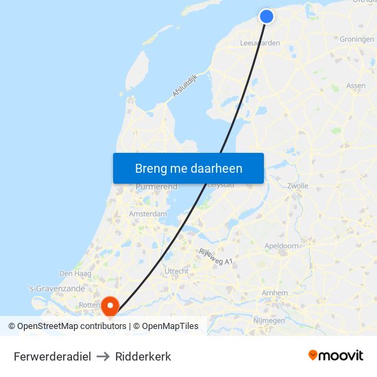 Ferwerderadiel to Ridderkerk map