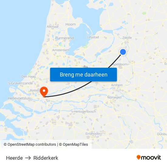 Heerde to Ridderkerk map