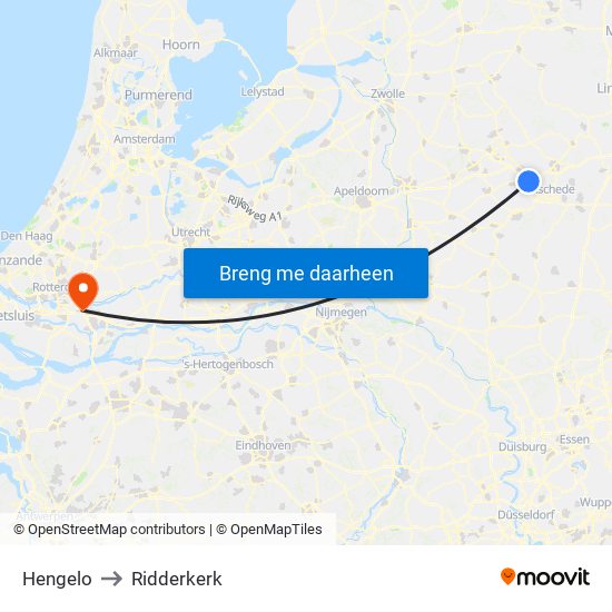 Hengelo to Ridderkerk map