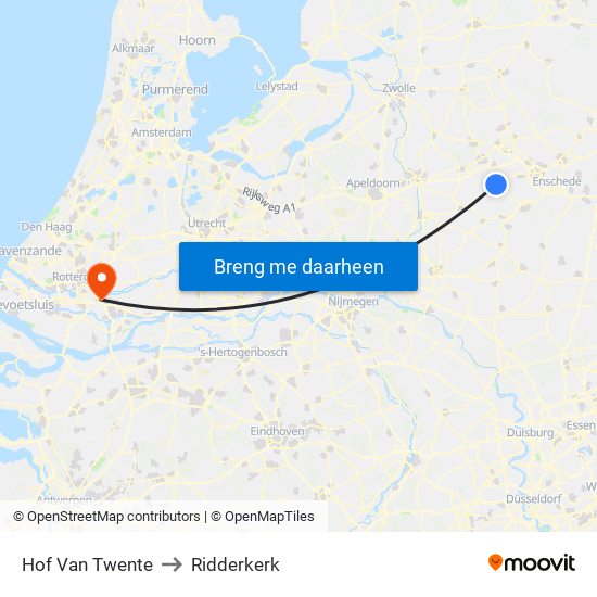 Hof Van Twente to Ridderkerk map