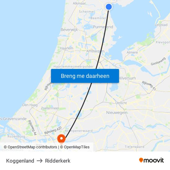 Koggenland to Ridderkerk map