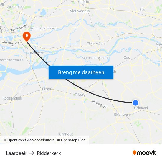 Laarbeek to Ridderkerk map