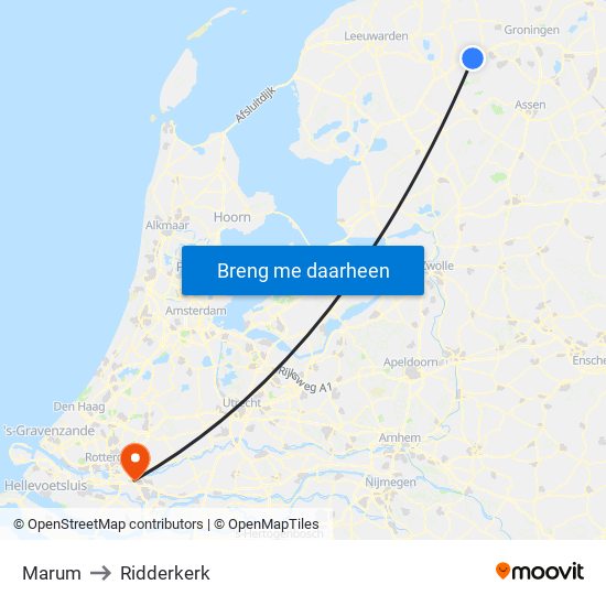 Marum to Ridderkerk map
