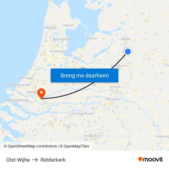 Olst-Wijhe to Ridderkerk map