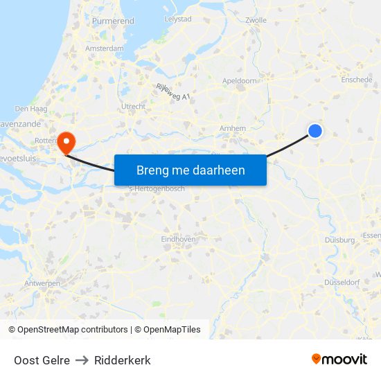 Oost Gelre to Ridderkerk map