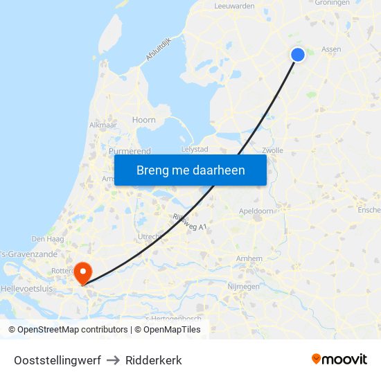 Ooststellingwerf to Ridderkerk map