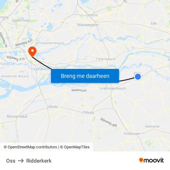 Oss to Ridderkerk map