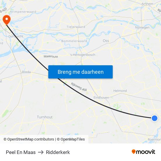 Peel En Maas to Ridderkerk map