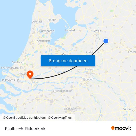 Raalte to Ridderkerk map