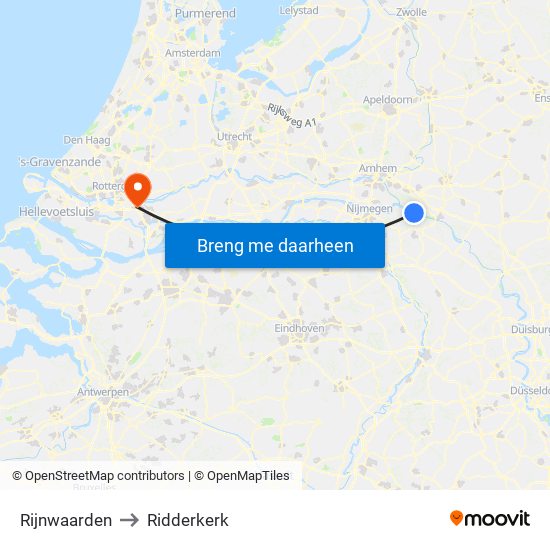Rijnwaarden to Ridderkerk map