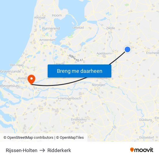 Rijssen-Holten to Ridderkerk map