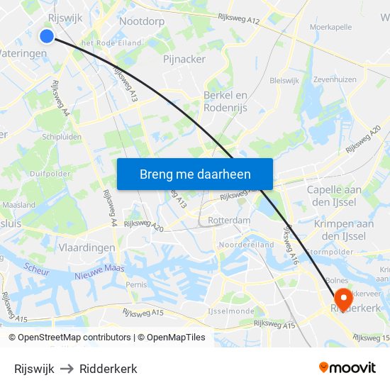 Rijswijk to Ridderkerk map
