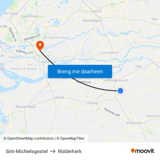 Sint-Michielsgestel to Ridderkerk map