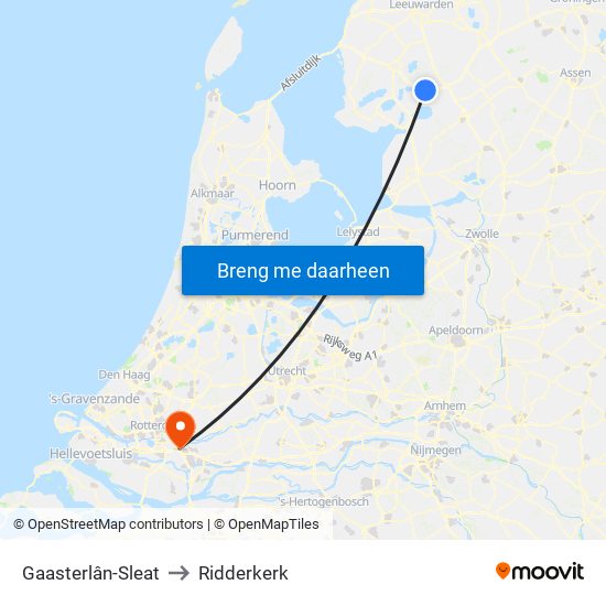 Gaasterlân-Sleat to Ridderkerk map