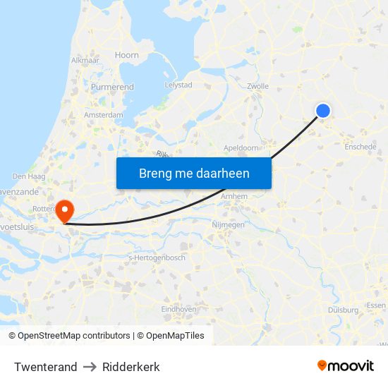 Twenterand to Ridderkerk map