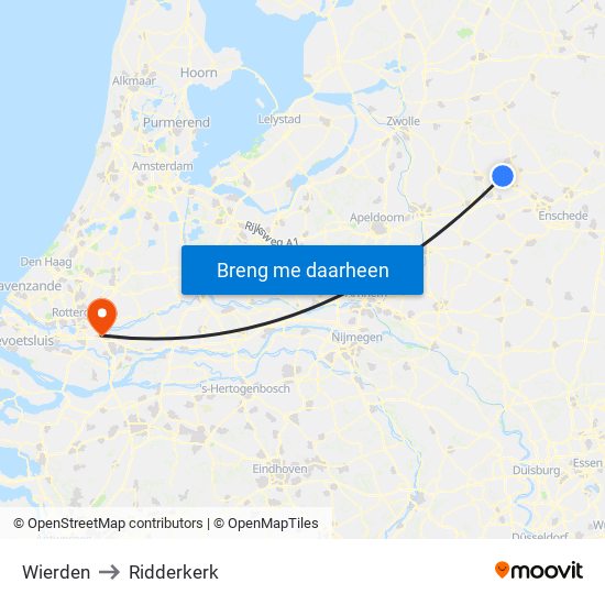 Wierden to Ridderkerk map
