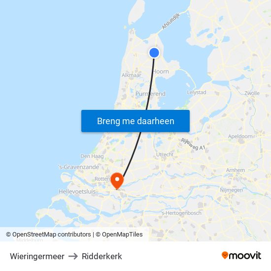 Wieringermeer to Ridderkerk map