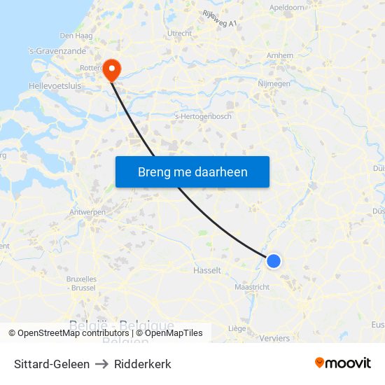 Sittard-Geleen to Ridderkerk map